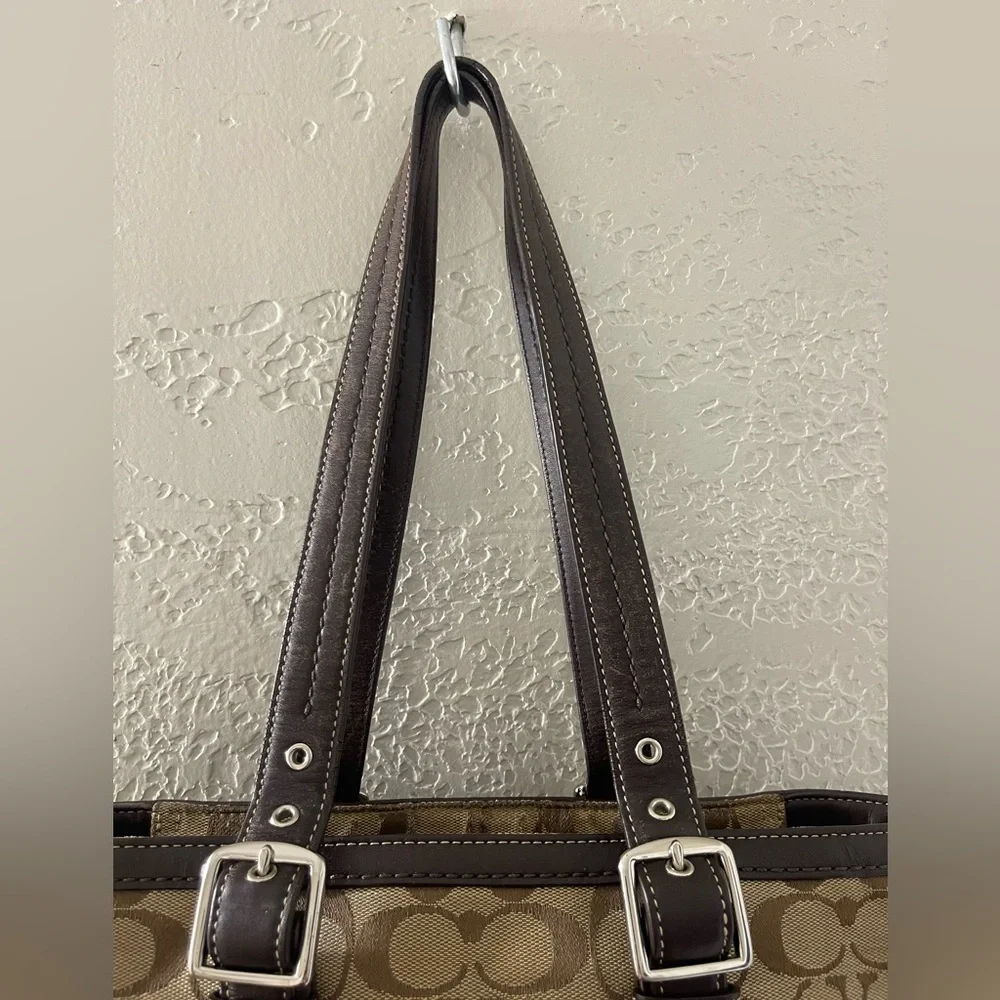 Vintage Y2K Coach Khaki & Brown Signature Canvas Tote